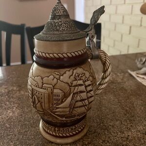 Vintage Nautical Beer Stein with Lid